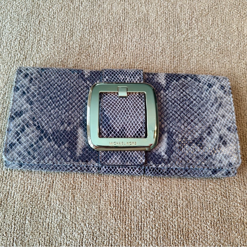 Michael Kors Snake Skin Clutch with Gold Hardware